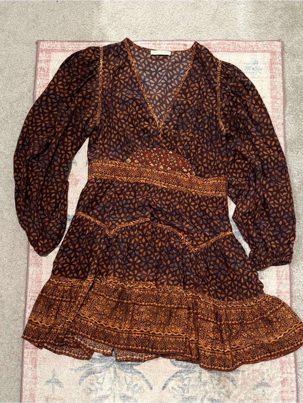 Ulla Johnson Hayana 100% silk long sleeve mini dress - Picture 2 of 7